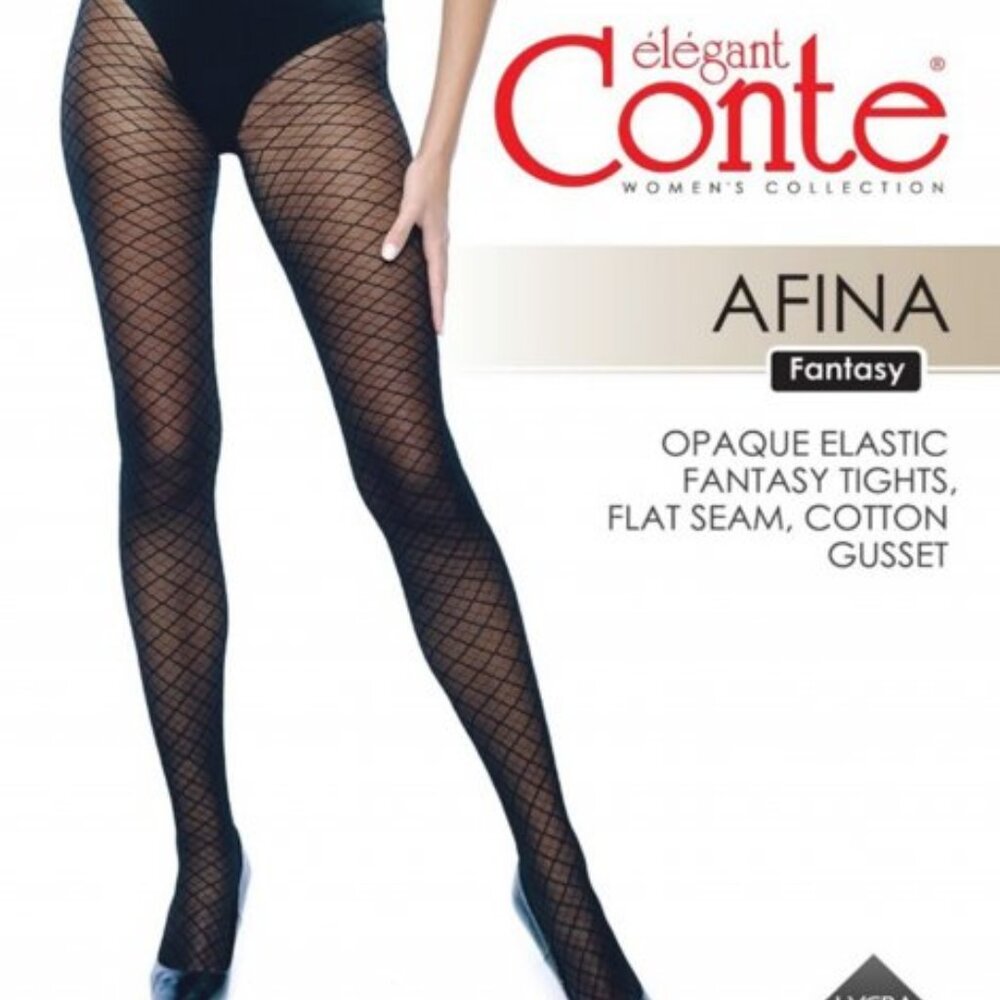 Conte Afina 30 Den - Fantasy Women's Tights with a geometric diamond pattern